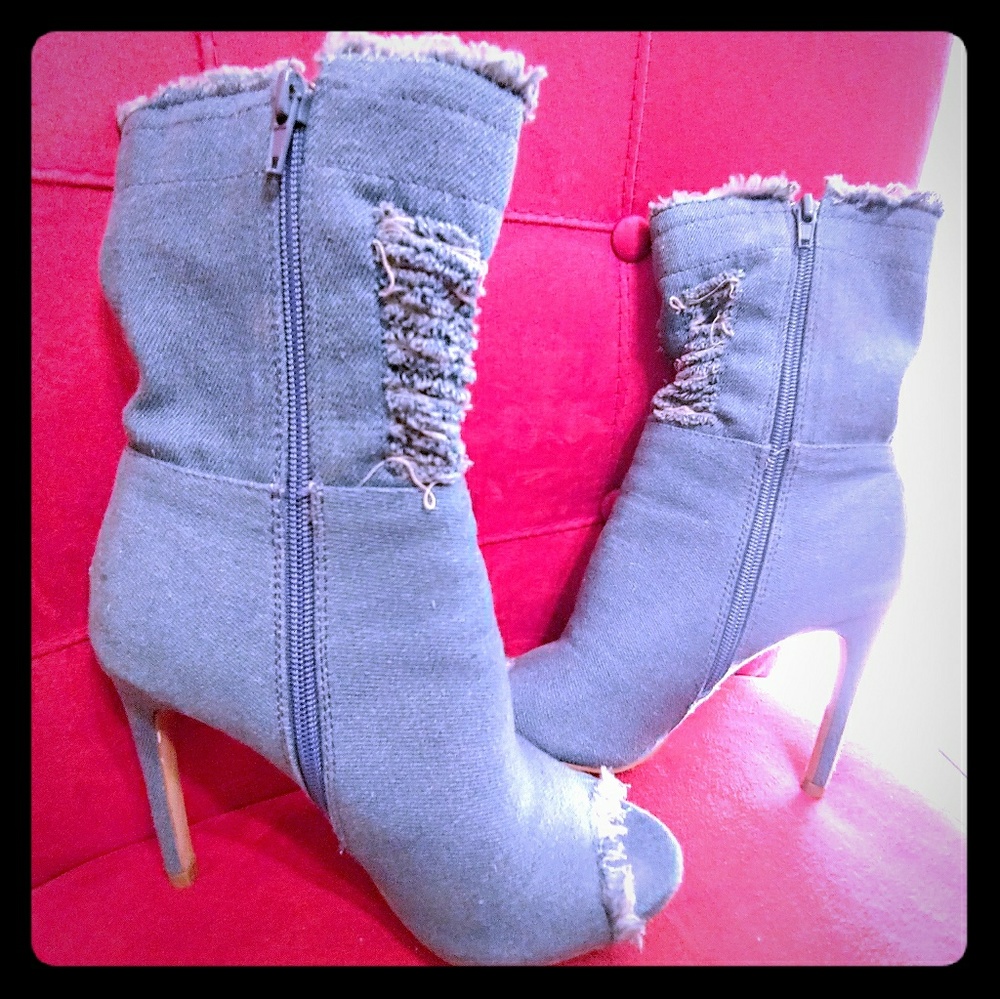 One of a kind Denim heels